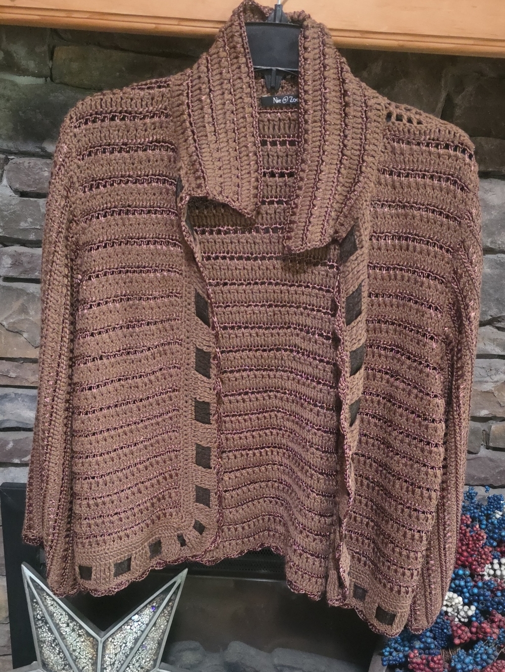 Nic + Zoe Open Knit Silk Mix Cardigan Sz XL